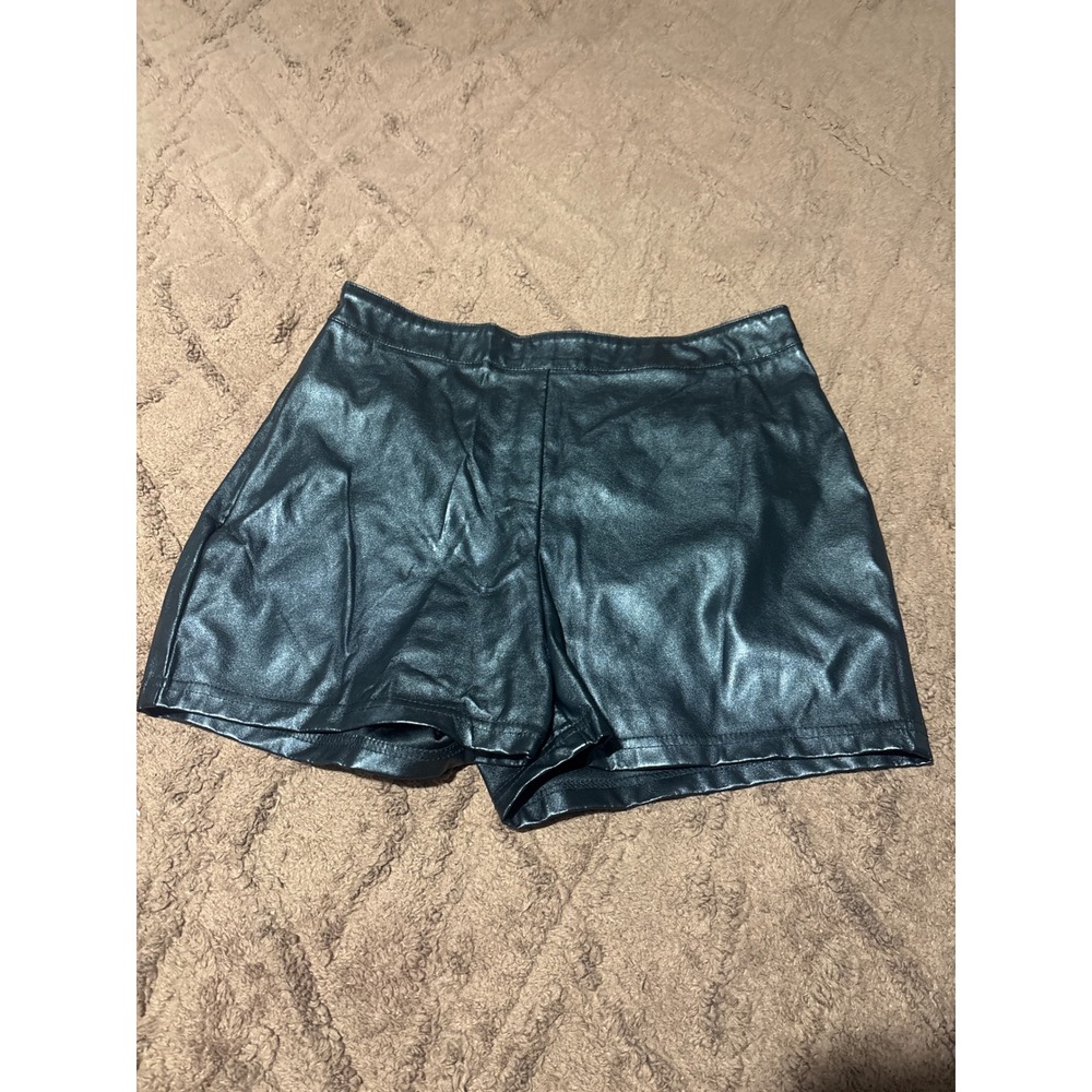 SHEIN SXY Black Faux Leather High Waisted Shorts Side Zip Size L Night Out